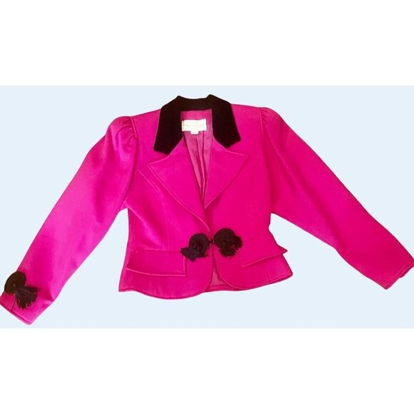 Vintage OSCAR DE LA RENTA Hot Pink Blazer Jacket Size Small - Picture 1 of 8